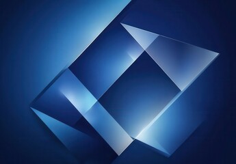 Fototapete - Abstract geometric composition featuring layered translucent shapes in shades of blue, creating a modern and elegant background suitable for various design applications.