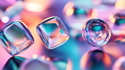 Poster - Abstract Glass Shapes in Vibrant Hues