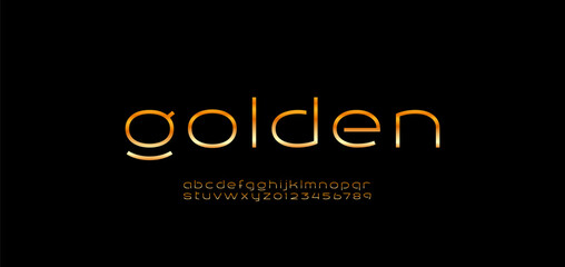 Canvas Print - tech digital font, cyber golden alphabet made future style, gold letters a, b, c, d, e, f, g, h, i, 