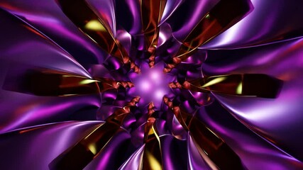 Wall Mural - Abstract background 3D animation shiny glass and metal reflective objects movement rotation play of light.