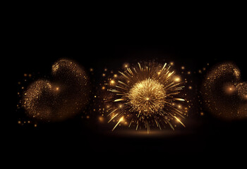 Poster - A radiant golden sphere explodes in a dazzling firework display against a dark background.  The intricate details and shimmering lights create a sense of celebration and luxury.