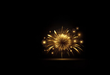 Poster - A dazzling display of golden fireworks explodes against a dark background, radiating light and celebratory energy.  The intricate design creates a luxurious and festive feel.