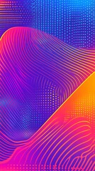 Poster - A vibrant abstract design featuring flowing lines and dots in shades of blue, pink, and orange.
