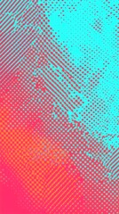 Poster - Vibrant abstract design featuring red and turquoise hues with dotted patterns, creating a dynamic visual effect.