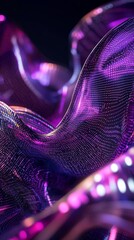 Poster - Abstract close-up of fluid waves in vibrant purple and pink tones, showcasing dynamic light patterns.