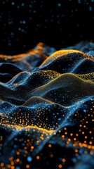 Poster - Abstract visualization of flowing waves in blue and orange tones, creating a dynamic and energetic ambiance.