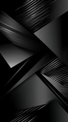Poster - Abstract black geometric design with layered diagonal lines creating depth and texture.