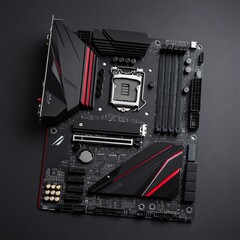 Fototapete - concept  The motherboard in the picture is Brain Technology RAM Gaming. This motherboard has chipset and supports 12th Core processors. Generate AI