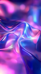 Poster - A mesmerizing close-up of flowing silk-like fabric in vibrant pink and blue hues.