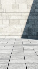 Poster - A modern, minimalist interior space featuring textured gray stone walls and a shadowed floor.