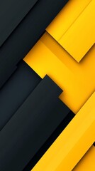 Poster - Dynamic abstract composition featuring overlapping black and yellow geometric shapes and lines.