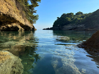 Poster - Secluded ocean cove of rocky coast 