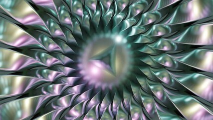 Wall Mural - Abstract background 3D animation shiny glass and metal reflective objects movement rotation play of light.