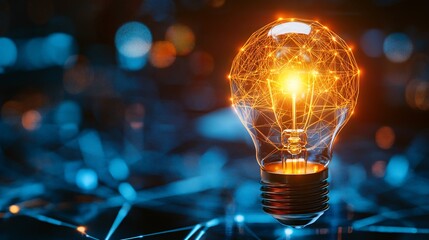 Poster - Light bulb shining with network connection symbolizing innovation and technology