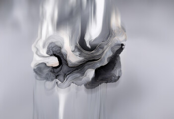 Fototapete - Abstract grayscale artwork.  Fluid, swirling forms evoke smoke or melting metal.  The textures are smooth yet dynamic, creating a sense of movement and depth.