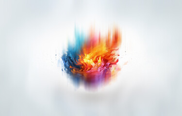 Poster - Abstract colorful paint splash isolated against a white background.