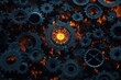 © wpw - Workers Embrace Shared Responsibility: An Abstract Glowing Web of Interlocking Gears Symbolizing Team Collaboration