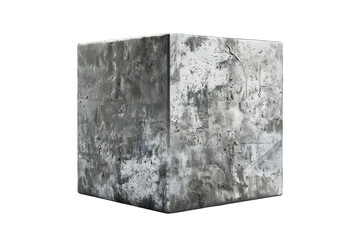 Fototapete - Concrete cube placed on a minimalistic surface showcasing its rough texture and geometric shape in a neutral environment