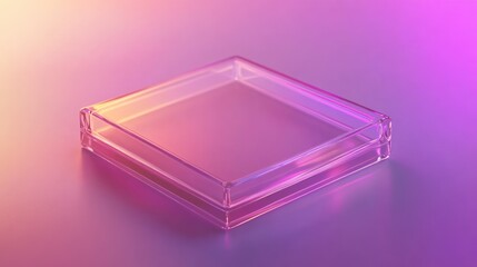 Poster - Empty Glass Square Display Tray on Purple Background