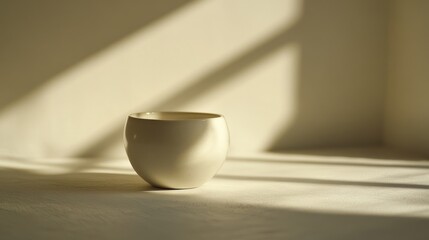 Poster - A Single White Ceramic Cup In Sunlight