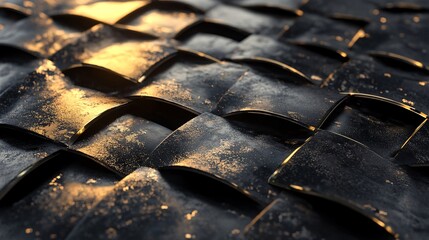 Aufkleber - Abstract luxury background intertwined black and gold tiles creating elegant pattern