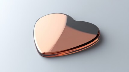 Poster - A Rose Gold Heart Shaped Object Rests On A Gray Surface