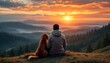 © vmotion studio - Sunset Serenity: A Heartwarming Moment Between a Man and His Dog in Nature's Embrace