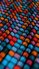 Aufkleber - Colorful 3D Grid of Reflective Cubes in a Patterned Arrangement