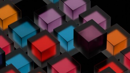 Leinwandbilder - Abstract Colorful Cubes in a Geometric Pattern