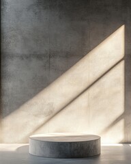 Aufkleber - podium on cement wall with sunlight and shadow. 3D rendering of an abstract product advertisement