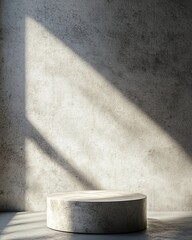 Aufkleber - podium on cement wall with sunlight and shadow. 3D rendering of an abstract product advertisement