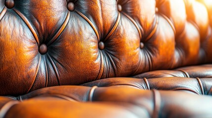 Poster - Luxurious Brown Leather Sofa Texture