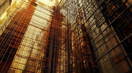 Poster - Abstract Golden Brown Cityscape Building Structures