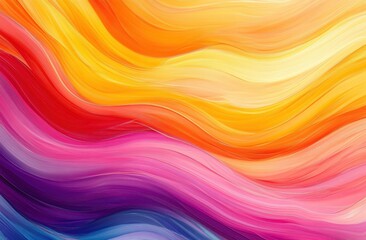 Poster - Vibrant Flowing Abstract Waves in Warm Orange, Yellow, Red, Pink, and Purple Hues Creating a Dynamic and Energetic Background for Creative Projects and Designs