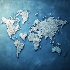 Aufkleber - I Love Traveling All Around the World Concept, Vector Illustration - Earth Globe Design with Flying Airplane Leaves Blue Vapor Trail, a Heart Shaped Trace