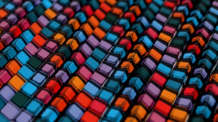 Poster - a lot of colorful cubes