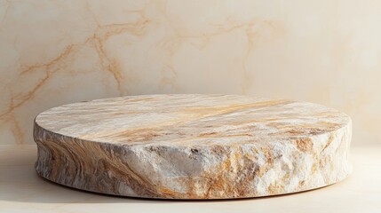 Aufkleber - Stone podium on a light background. Empty marble pedestal for product presentation. Minimalist concept with stone texture. 