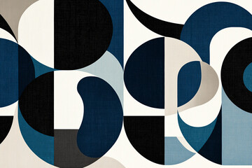 Poster - A Scandinavian-style abstract design with overlapping shapes in muted blues and grays