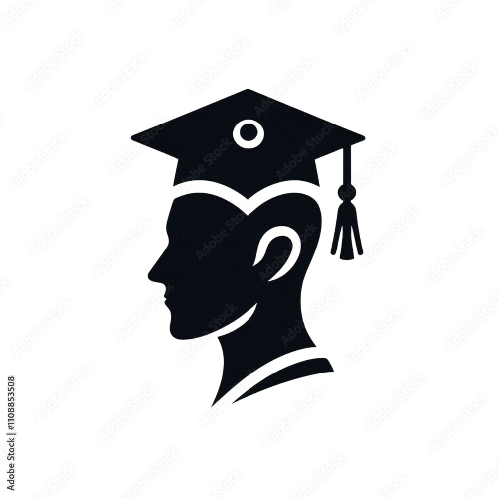 Logo with an education theme, featuring a human head wearing a ...