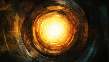 Poster - Bright circular pattern with warm golden hues