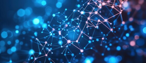Poster - Abstract network of connected nodes and glowing lights 