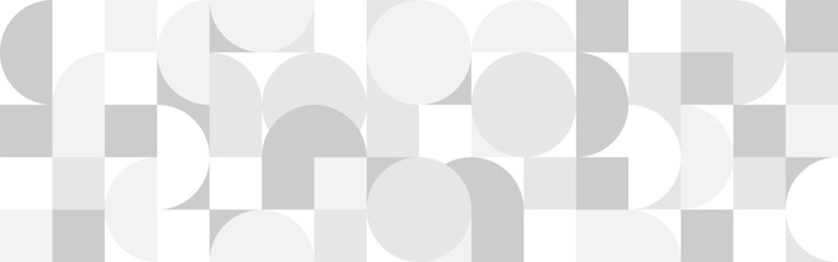 Wall Mural - white trendy seamless background of circles and squares in modern scandinavian style. cover of gray 
