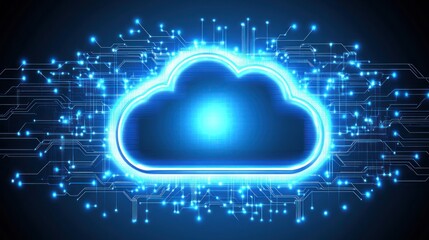 Poster - Cloud symbol with digital circuitry background 