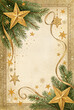 © Olga - Star and evergreen frame with gold holiday accents