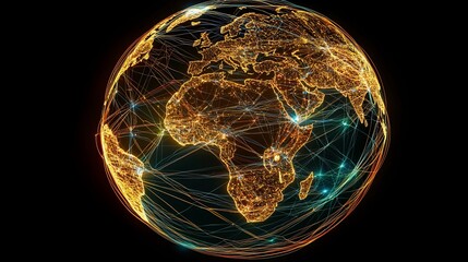 Poster - Illuminated global network connections on Earth.