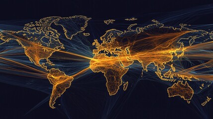 Poster - Global network connections visualized on a world map with glowing lines.