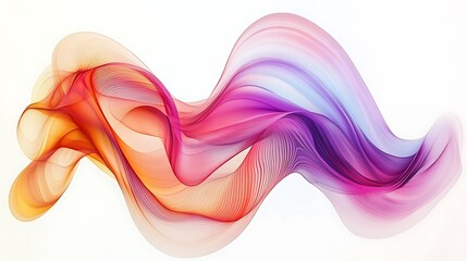 Poster - Abstract colorful wave design element flowing on a pure white background, creating a vibrant, dynamic composition with smooth curves and striking contrast
