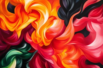 Poster - A vibrant gradient of fiery red, orange, and yellow forming abstract shapes like flowing lava.