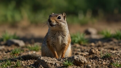 Wall Mural - Spotted ground squirrel in Eastern Europe.