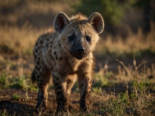 Canvas Print - Spotted hyena cub in Masai Mara, Kenya.